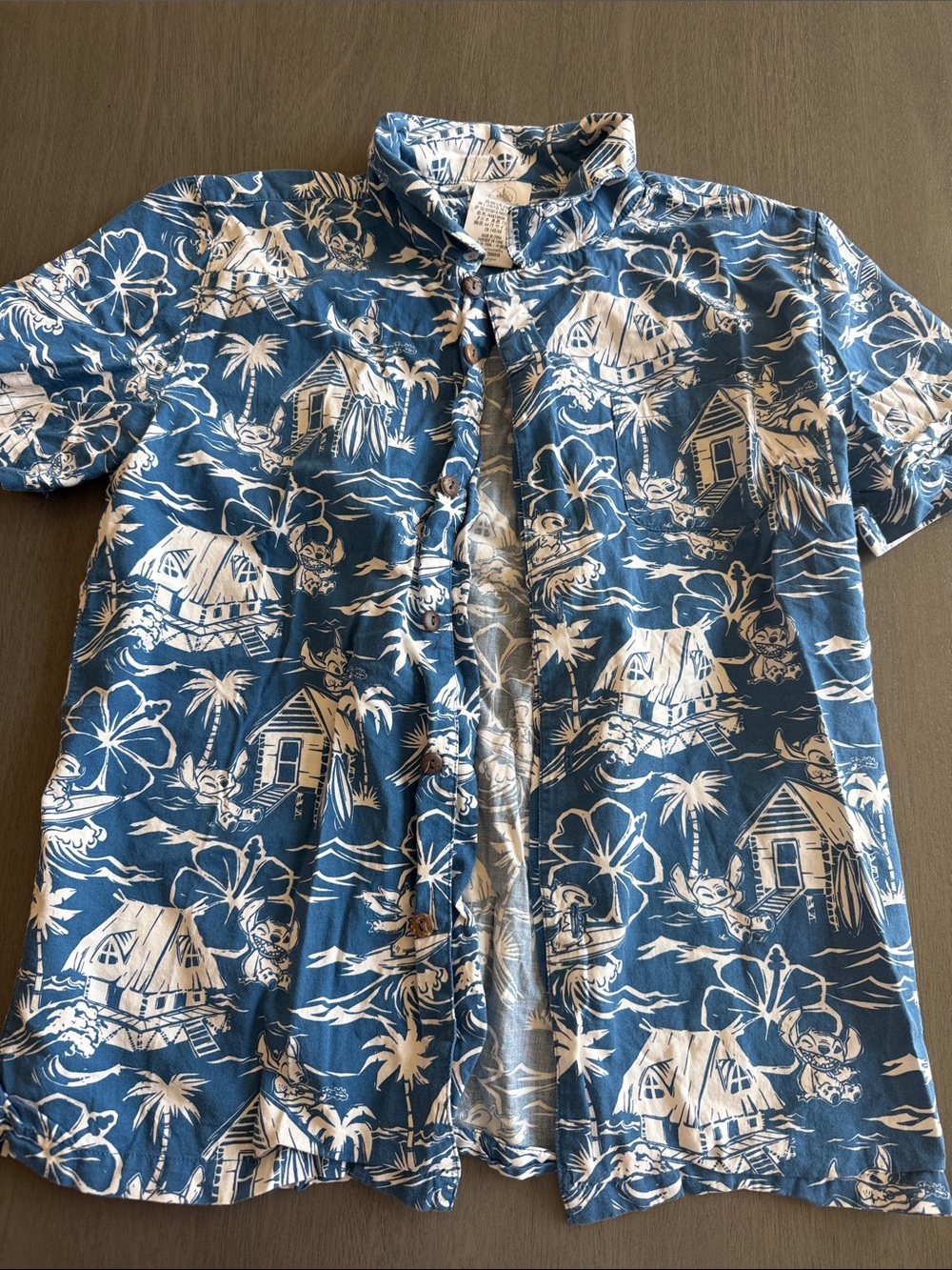 Disney Blue and White Hawaiian Button-Down Shirt - Kids